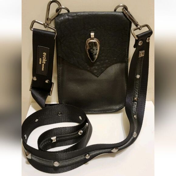 Evoke Aspen Handbags - NWT Evoke Aspen "Paulina" Black Stingray  Leather w/Agate Crossbody Bag Ret.$240